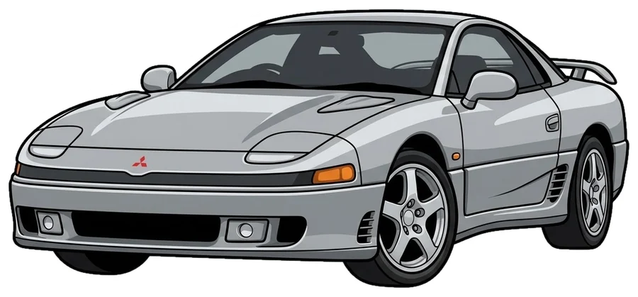 Mitsubishi 3000GT grise, voiture de rêve d’Ibrahima (dessin)