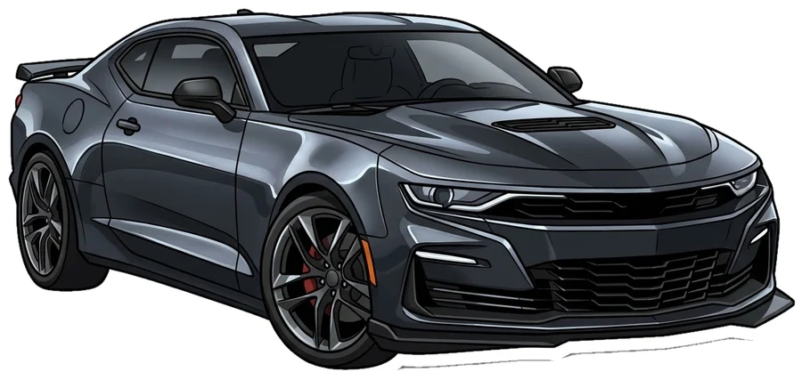 Chevrolet Camaro ZL1 grise, voiture de rêve de Mehdi (dessin)