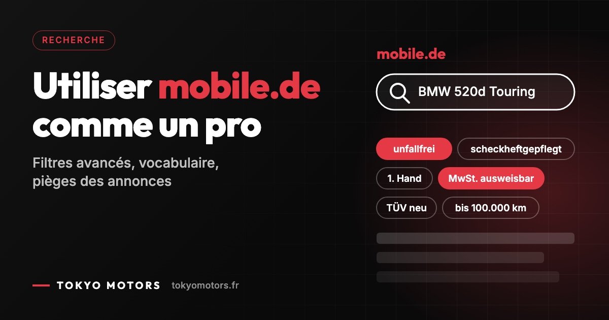 Recherche sur mobile.de avec les filtres unfallfrei et scheckheftgepflegt