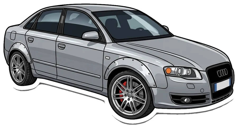 Audi A4 B7 grise, la voiture de Mehdi importée d’Allemagne (dessin)